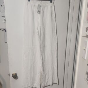 H&M White Wide-Leg Elastic Waist Trousers
